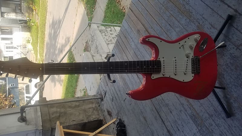 Aria Budwiser Stratocaster 90's Brite Red imagen 1