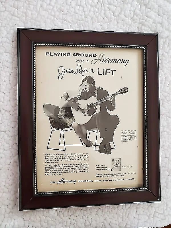 1962 Harmony Guitars Promotional Ad Framed Sovereign Flattop Reverb