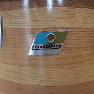 70s Ludwig 9x13" 3-Ply Concert Tom Blue/Olive Pointy Badge (Butcher Block) image 6