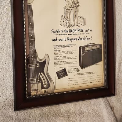 1966 Hagstrom Guitars Promotional Ad Framed Hagstrom II Haynes Amplifier Original for sale