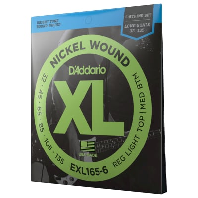 D'Addario EXL165-6 Nickel Wound Custom Light Long Scale Strings for 6-String Bass (32-135) image 3