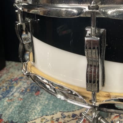 Ludwig 14x5" Vistalite, Blue and Olive Badge, Snare Drum 1970s - Black / White 2 Band Swirl image 8