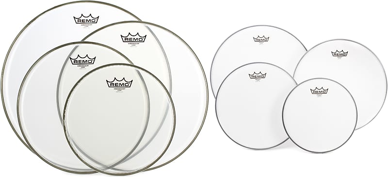 Remo Ambassador Clear 4-piece Tom Pack - 10/12/14/16 Inch | Reverb