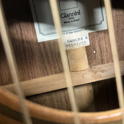 Giannini Craviola classical guitar model GWNCRA-6 handmade in Brazil 1994 in excellent condition with original chipboard case image 3