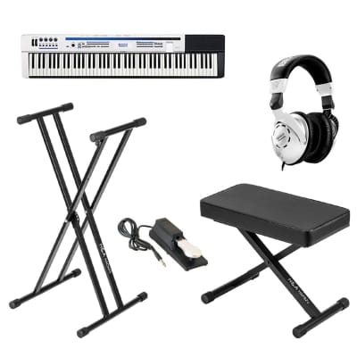 Casio PX-5S Privia 88-Key Professional Digital Stage Piano, Bundle with H&A Monitor Headphones & H&A Keyboard Stand Bench Pedal