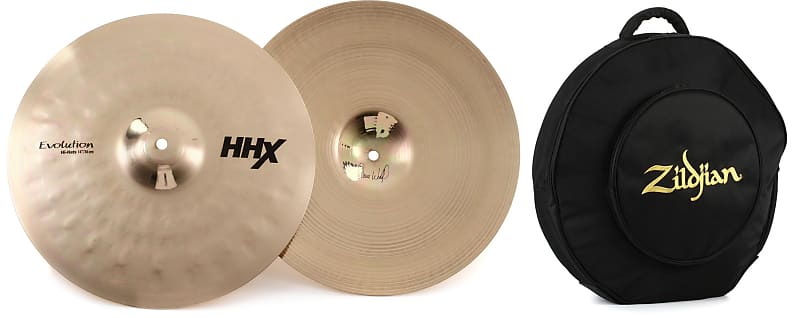 Sabian 14 inch HHX Evolution Hi-hat Cymbals - Brilliant Finish  Bundle with Zildjian Deluxe Backpack Cymbal Bag 22" image 1