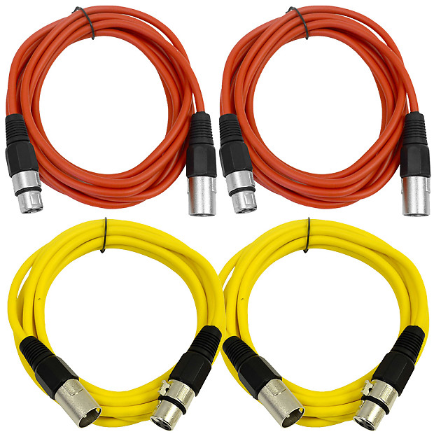 Seismic Audio SAXLX-6-2RED2YELLOW XLR Male to XLR Female Patch Cables - 6' (4-Pack) image 1