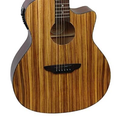 Luna GYP E ZBR Gypsy Zebrawood Grand Concert Acoustic Electric Guitar - Natural image 1