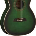 Oscar Schmidt Folk Style Acoustic Guitar, Select Spruce Top, Trans Green, OF2TGR
