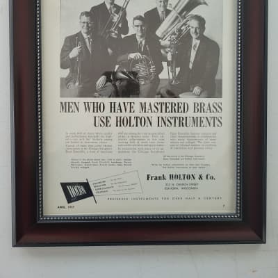 1957 Holton Horns Promotional Ad Framed Adolph Serseth Chicago Symphony Brass Ensemble Original for sale