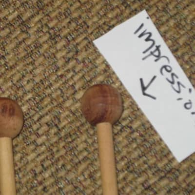 one pair new old stock (but ONE head has visible impressions) Mike Balter MB8B (8B) Hard Keyboard Mallets, 7/8" rosewood round HEADS and natural birch HANDLES - mid to late 1990s (+ packaging) Unwound Series image 3