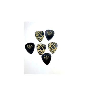 Dunlop Max Grip Eddie Van Halen Guitar Picks Black Yellow Stripes 6 Pack image 4