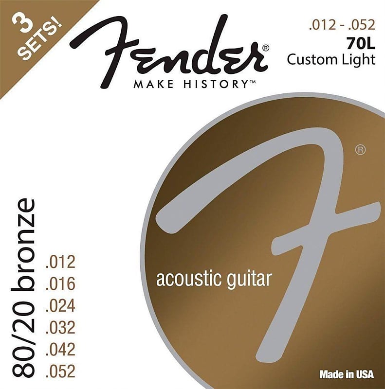 Fender 80/20 Bronze Light Gauge Acoustic Guitar Strings 1252 Reverb