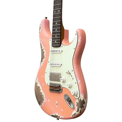 10S iCC Strat 11 Tone HSS Electric Guitar Shell Pink Heavy Relic image 8