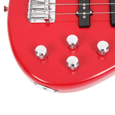 Glarry  Red GIB 4 String Bass Guitar Full Size SS pickups w/20W Amplifier image 4