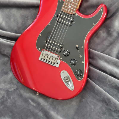 2003 Squier Standard Double Fat Strat Stratocaster Electric Guitar - Candy Apple Red Finish for sale