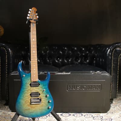 Ernie Ball Music Man JP15 Electric Guitar Bali blue Quilted Maple top for sale