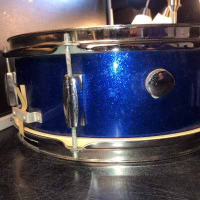 Beautiful Japanese  Snare Drum Unbranded  Stencil  1970s - Blue Sparkle image 8
