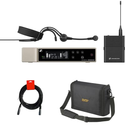 Sennheiser EW-D ME3 SET Digital Wireless Cardioid Headset Microphone System  (Q1-6: 470 to 526 MHz) Bundle with Auray WSB-1S Carrying Bag and XLR-XLR  Cable