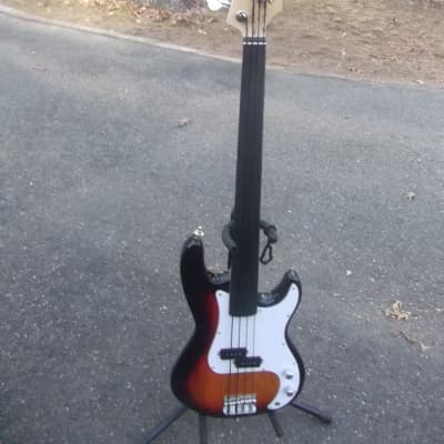 Glarry Fretless P-Bass, Strap Locks & Nylon Strings, Gig Bag for sale