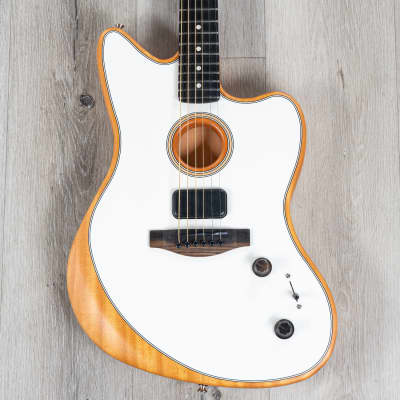 Fender American Acoustasonic Jazzmaster Guitar, Arctic White, Ebony Fretboard image 2