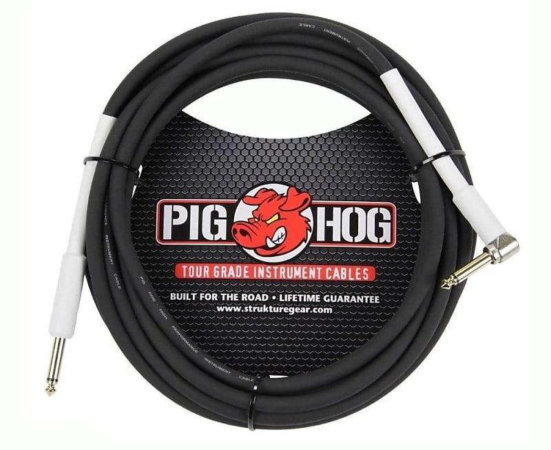 Pig Hog 18.5ft 1/4" - 1/4" Right Angle 8mm Instrument Cable (PH186R) image 1