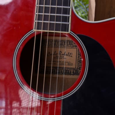 Carlo Robelli CDG-1 SRD Acoustic Guitar ~RED~ Solid Mahogany Top Ebony Fretboard image 10