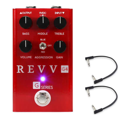 Revv Amplification G4 Distortion Pedal w/ (2) Flat Patch Cables for sale
