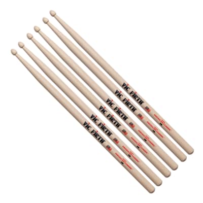 3 Pairs Vic Firth 2B Wood Tip American Classic Hickory Drumsticks