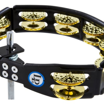 Latin Percussion LP179 Cyclops Mountable Tambourine with Double Row Dimpled Brass Jingles Black image 1