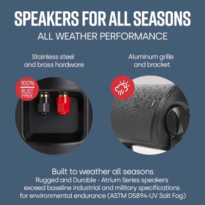 Polk Audio Atrium 4 Outdoor Speakers with Bass Reflex Enclosure | 4 Speaker Pack (2 Pairs, Black) - All-Weather Durability | Broad Sound Coverage | Speed-Lock Mounting System | 4 Speakers (Black) image 6