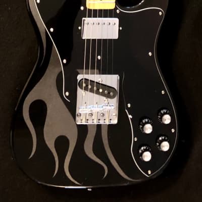 Sparrow Twangmaster Pro Kustom Black Gloss w/Metallic Silver Flames HS Tele Style Guitar image 5