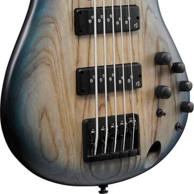 Ibanez SR605E SR Standard 5-String Bass Guitar, Cosmic Blue Starburst Flat image 4