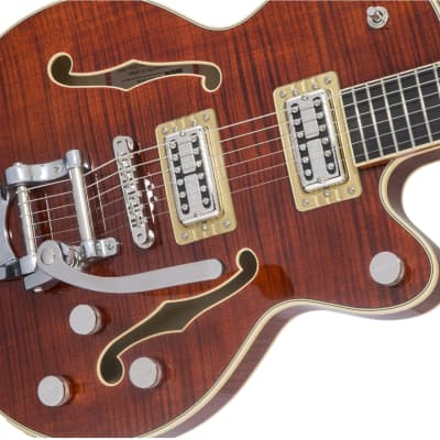 GRETSCH - G6659TFM Players Edition Broadkaster Jr. Center Block Single-Cut with String-Thru Bigsby and Flame Maple  Ebony Fingerboard  Bourbon Stain - 2401700878 image 5