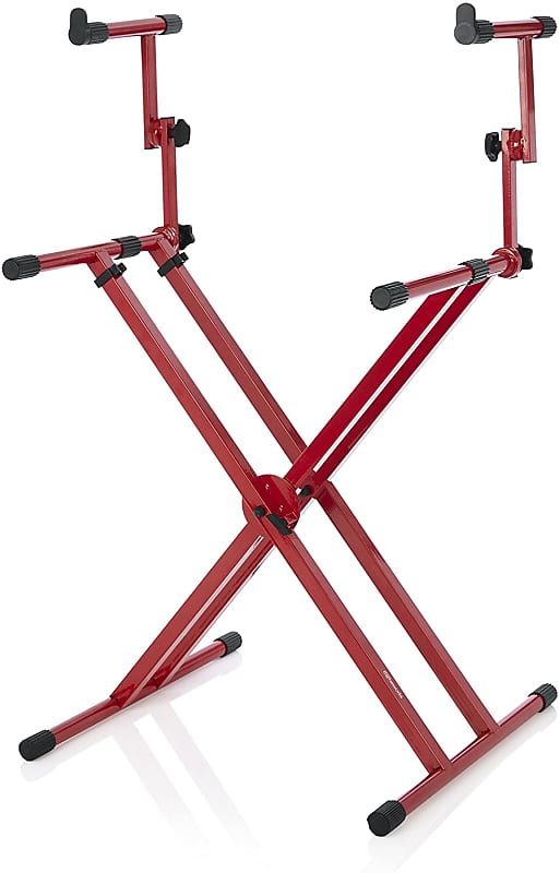 Gator Frameworks Deluxe Two Tier X Frame Keyboard Stand; Bright Red Finish (GFW-KEY-5100XRED) image 1