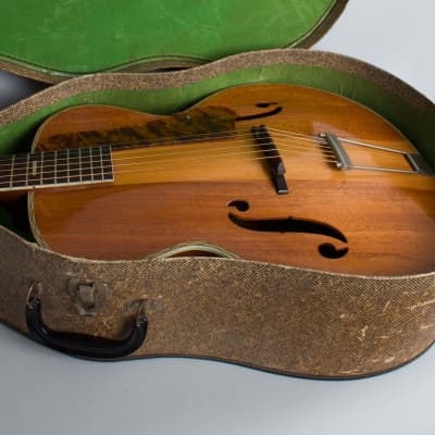 Harmony  Patrician H-1414 Arch Top Acoustic Guitar (1954), ser. #4850H1414, period grey chipboard case. image 12