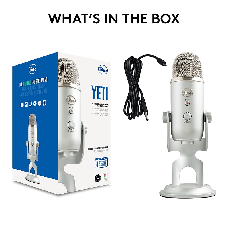 Blue Yeti USB Microphone for PC, Mac, Gaming, Recording, Streaming,  Podcasting, Studio and Computer Condenser Mic with Blue VO!CE effects, 4  Pickup