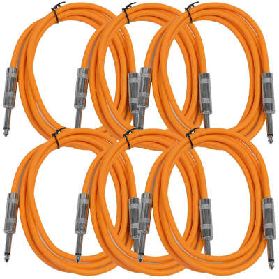 SEISMIC AUDIO New 6 PACK Orange 1/4" TS 6' Patch Cables - Guitar - Instrument image 1