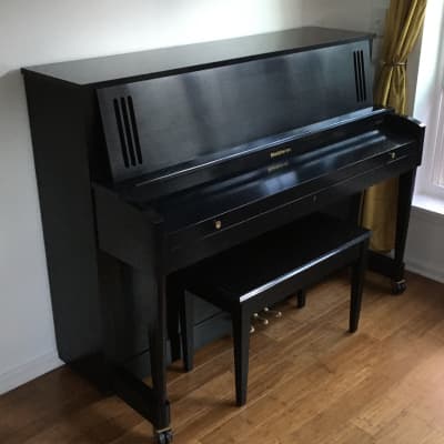 Vintage Made in USA Baldwin 243HP Ebony Black Lacquer Acoustic Upright Studio Piano + Original Bench Key image 5