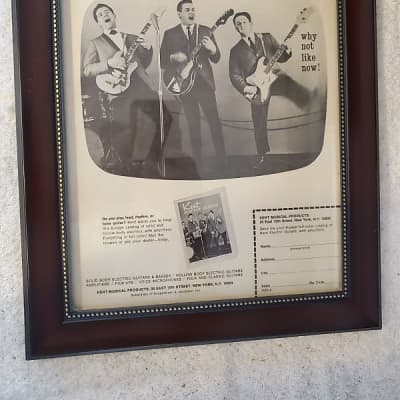 1965 Kent Guitars promotional Ad Framed Kent Basses & Electric Guitars Original for sale