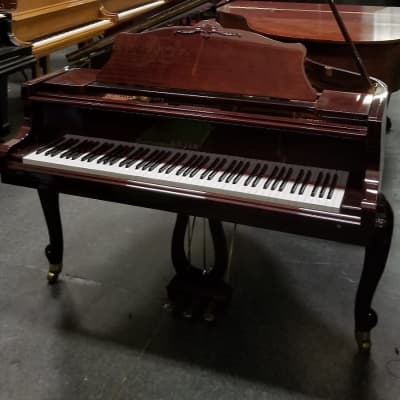 Sojin Baby Grand Piano   Polish Cherry Queen Anne Styling SN G027164 image 4