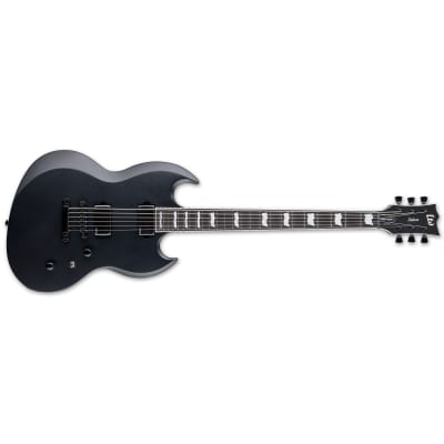 ESP LTD Viper-1000 Baritone Guitar w/ EMG Pickups and Macassar Ebony Fretboard - Black Satin image 3