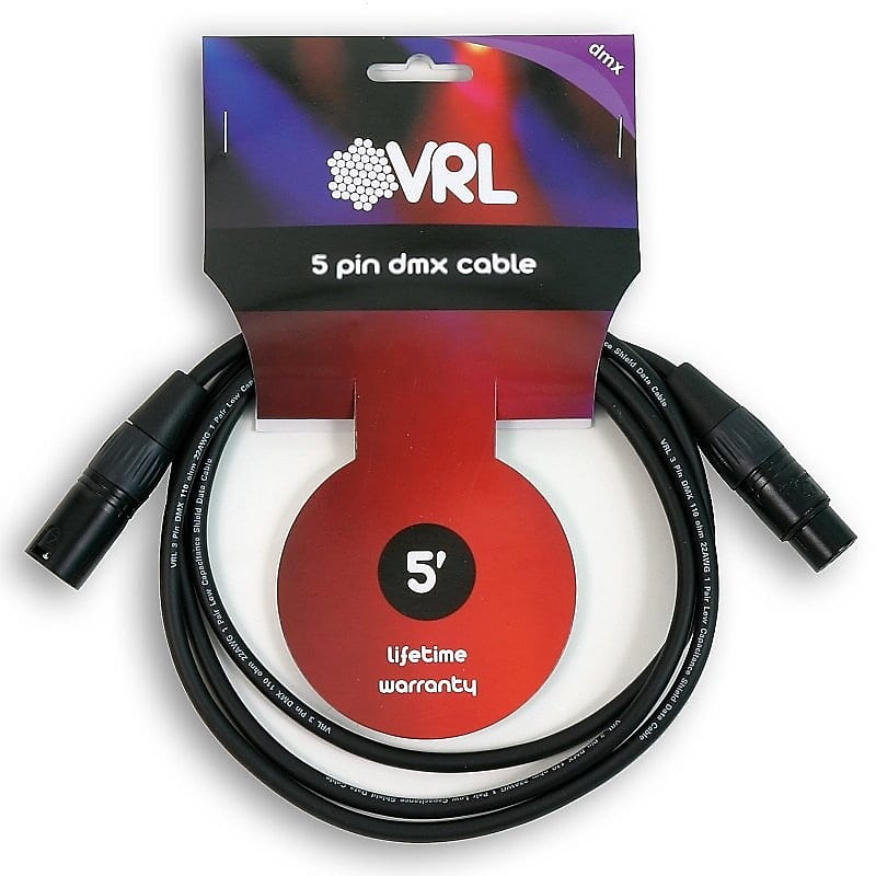 VRL 5 Pin DMX 5' ft Pro Lighting Shielded Cables | LED | Data | Capacitance image 1
