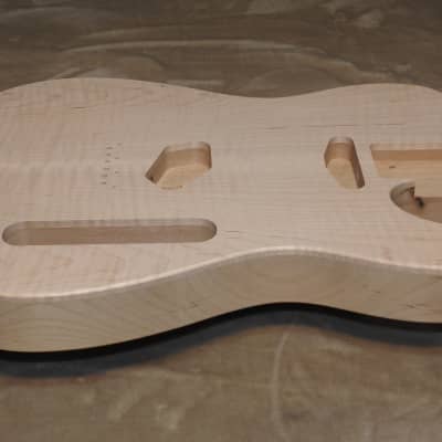 Unfinished Telecaster Body Book Matched Figured Flame Maple Top 2 Piece Alder Back Chambered, Standard Tele Pickup Routes 4lbs 1.3oz! image 9