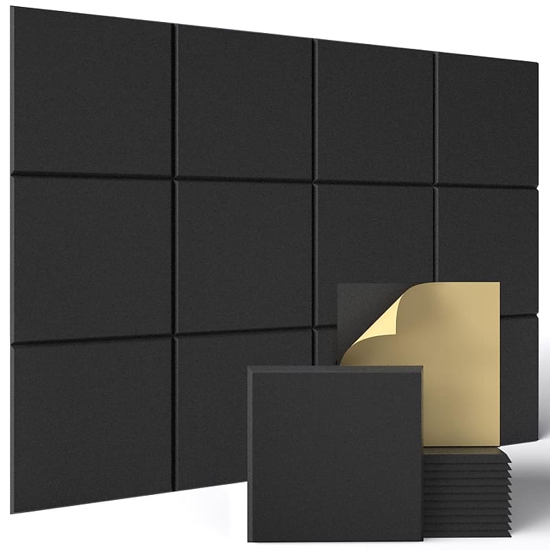 12 Pack Acoustic Wall Panels With Self-Adhesive, 12 X 12 X 0.4 Sound  Proof Foam Panels, Decorative Soundproof Wall Panels, Sound Proof Absorbing  Tiles For Home & Offices, Black