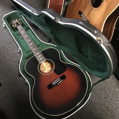 Yamaha FJ-651 jumbo acoustic guitar made in Taiwan 1984 Red violin finish sunburst excellent with road runner hard case image 1