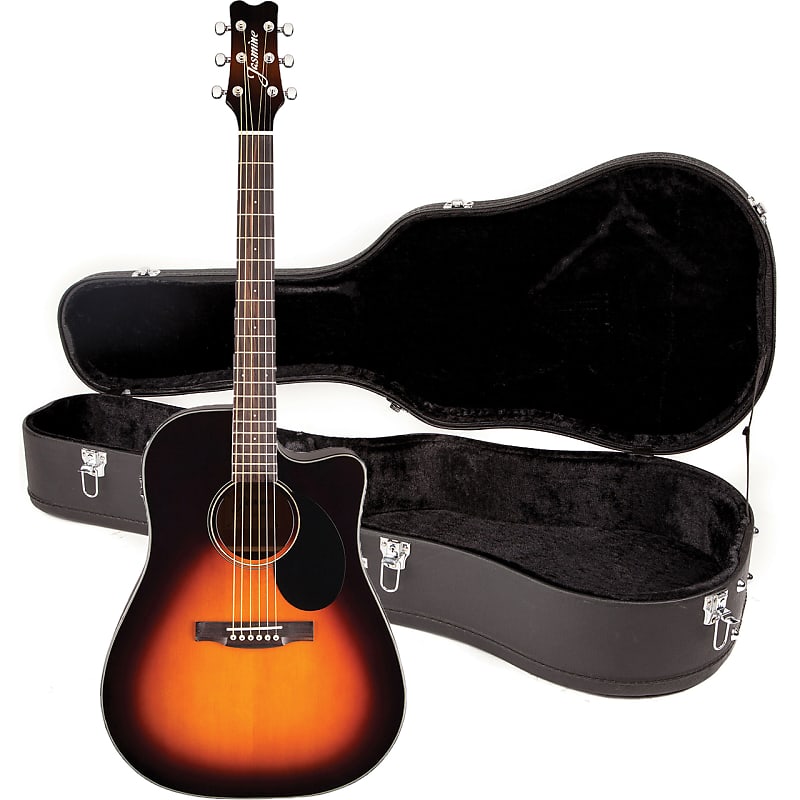 Jasmine JD39CE-SB Dreadnought Cutaway Spruce Top 6-String Acoustic-Electric Guitar w/Hardshell Case image 1