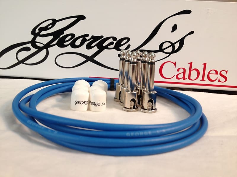 George L's 155 Guitar Pedal Cable Kit .155 Blue / White / Nickel - 6/6/6 image 1