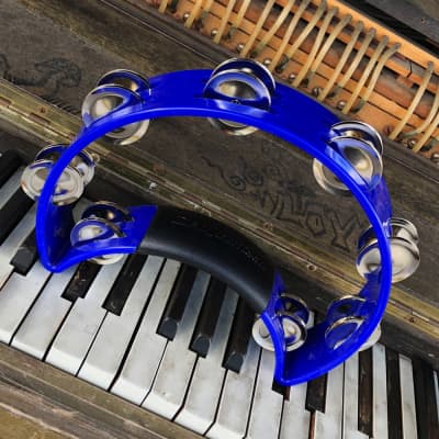Rhythm Tech RT1040 Blue Tambourine with Double Row Nickel Jingles and Ergonomic Grip **FREE SHIPPING!** image 2