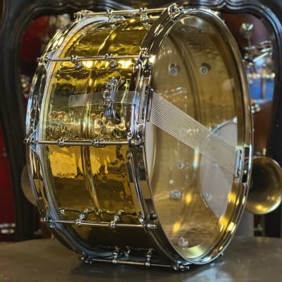 NEW Ludwig 6.5x14 Hammered Brass Snare Drum with Tube Lugs image 5